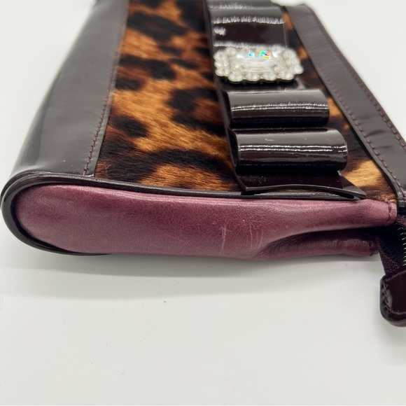 My Flat in London Leopard Wristlet Bag Patent Bow Crystal Brooch Y2K Glam - Picture 4 of 15